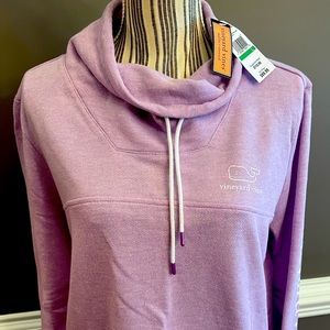 Vineyard Vines Women’s Funnel Neck Sweatshirt VV Whale graphic-Sea Urchin size L